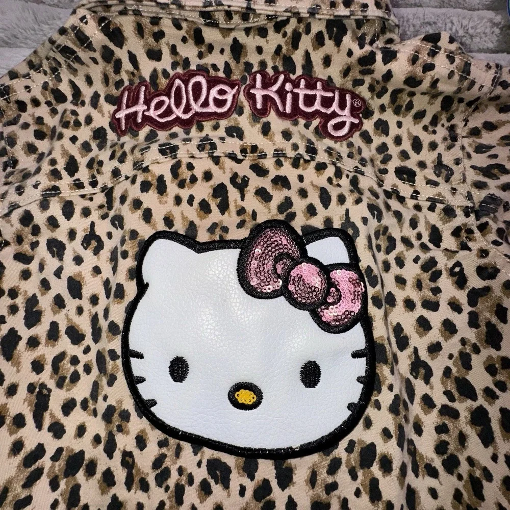 Hello Kitty Girls Size 6 Leopard‎ Print Peplum Stretch Jacket Sequin HK Buttons